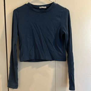 Reformation Jeans Ribbed Crop Top Long Sleeve Crew Neck size M